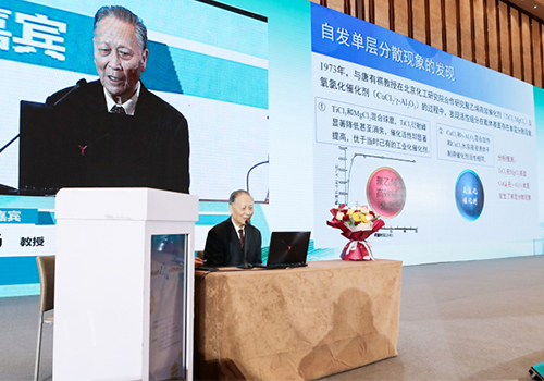 Professor Xie Youchang making a report at the 8th National Catalysis Award Ceremony